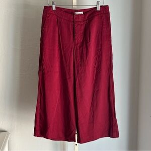 Merona Dark Red Lyocell Wide Leg Capri Culottes. Size 2